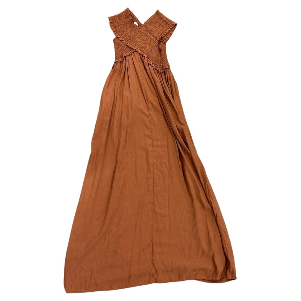 Flawless Terracotta Off-Shoulder Crisscross Maxi Dress Size Small - Picture 4 of 7
